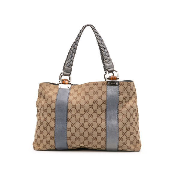 Pre-Loved Gucci GG Canvas Bamboo Libeccio Tote - Picture 1 of 10